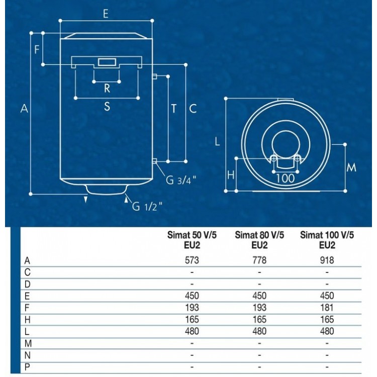 Elektriskais ūdens sildītājs (boileris) SIMAT 80 L vertikāls, NTS 80/10 (SIM), 11066 Elektriskais ūdens sildītājs (boileris) SIMAT 80 L vertikāls, NTS 80/10 (SIM), 11066