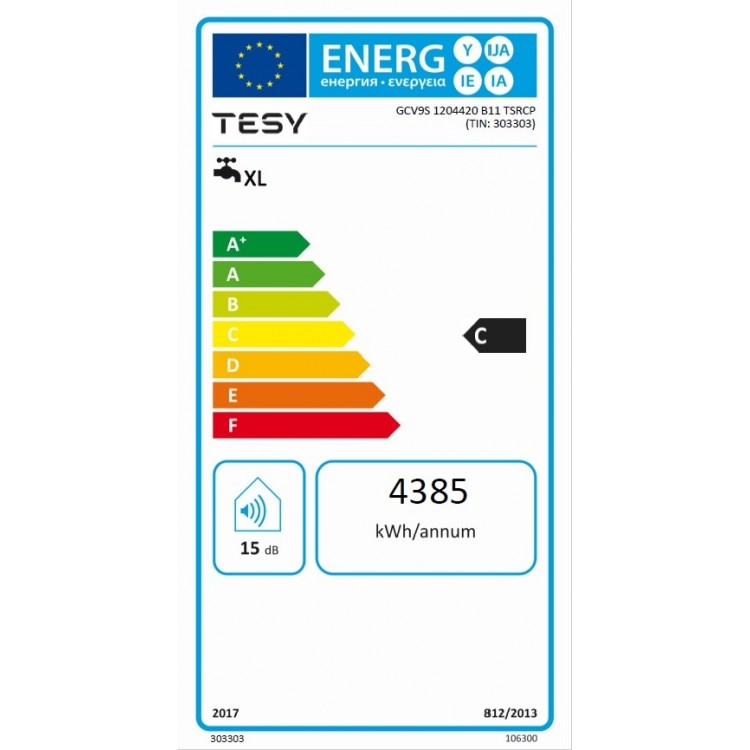 Kombinētais ūdens sildītājs (boileris) Tesy Bilight GCV9S 120L, labais Kombinētais ūdens sildītājs (boileris) Tesy Bilight GCV9S 120L, labais