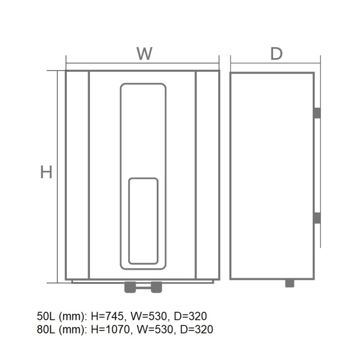 Elektriskais ūdens sildītājs (boileris) Haier TF7W 50L WiFi, universāls