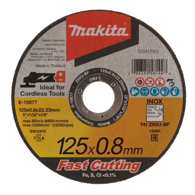 Griezripa 125x22x0.8mm Inox Makita E-10877