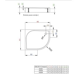Dušas paliktnis asimetrisks Radaway DELOS E Compact 100x80cm L