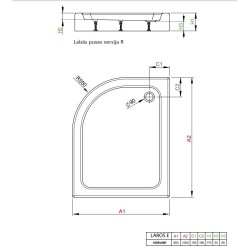 Dušas paliktnis asimetrisks Radaway LAROS E Compact 100x80cm L