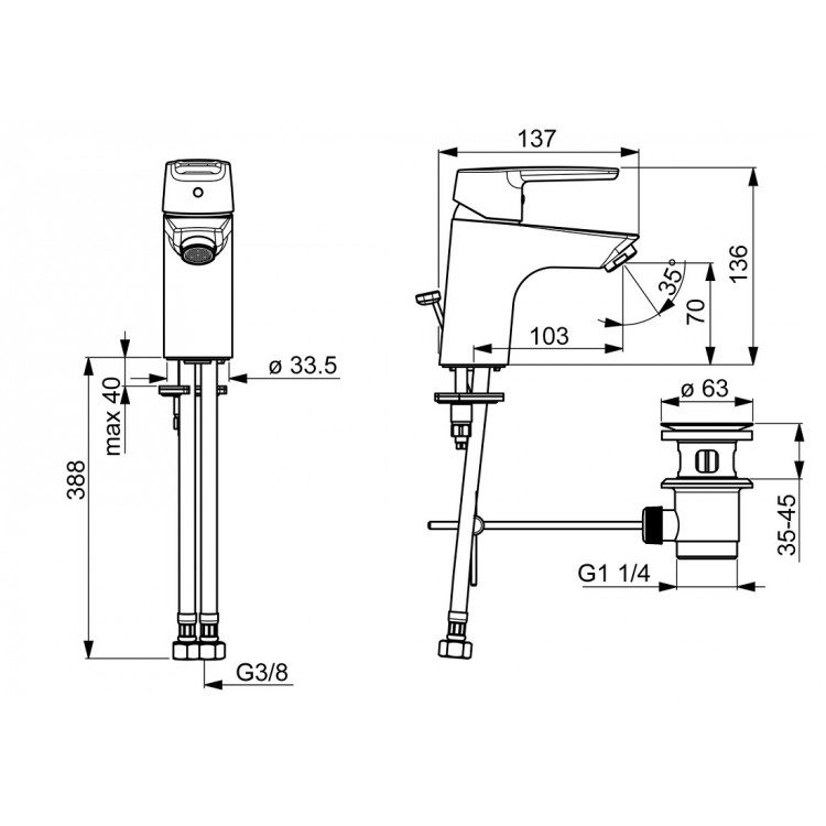 Izlietnes maisītājs ORAS SAGA, 3904F