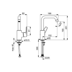 Izlietnes maisītājs ORAS SAGA, 3907F