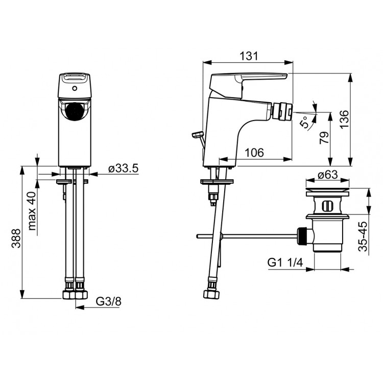 Bidē maisītājs ORAS SAGA, 3918