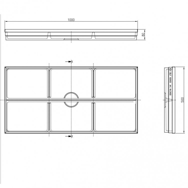 Kājslauķu vanniņa ACO Vario 1000x500 mm, polimērbetons