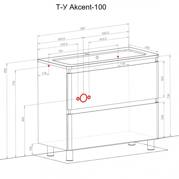 Vannas istabas skapītis ar izlietni Akvarodos ACCENT 100 cm, 936ACV100 Vannas istabas skapītis ar izlietni Akvarodos ACCENT 100 cm, 936ACV100