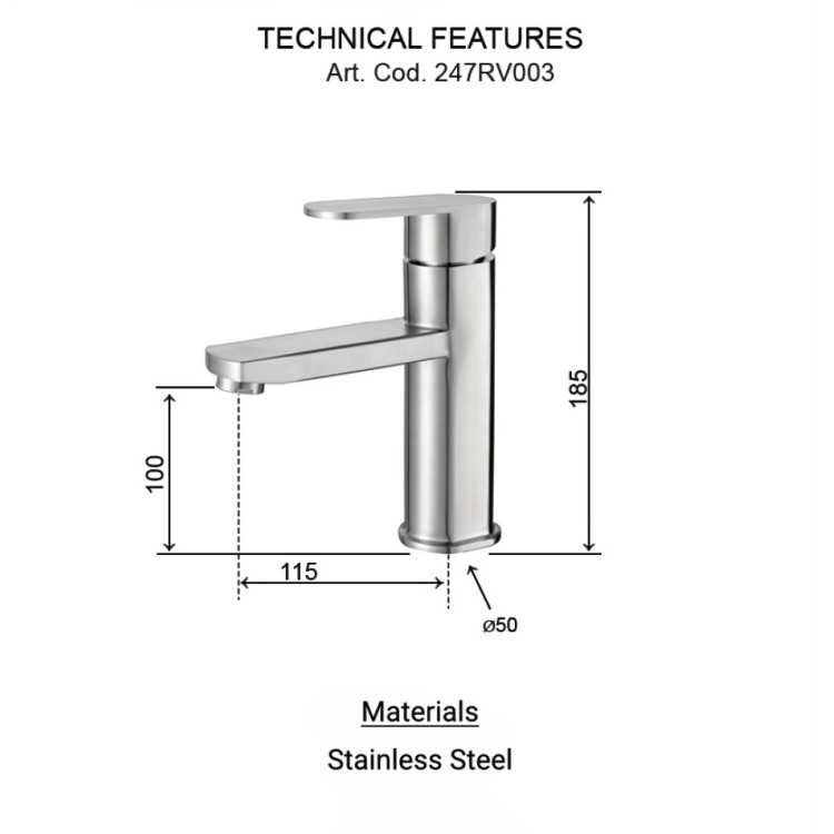 Izlietnes maisītājs Aqualina Steel, nerūsējošais tērauds
