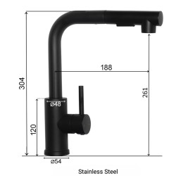 Virtuves izlietnes maisītājs ar izvelkamu izteku Aqualine Steel RV024