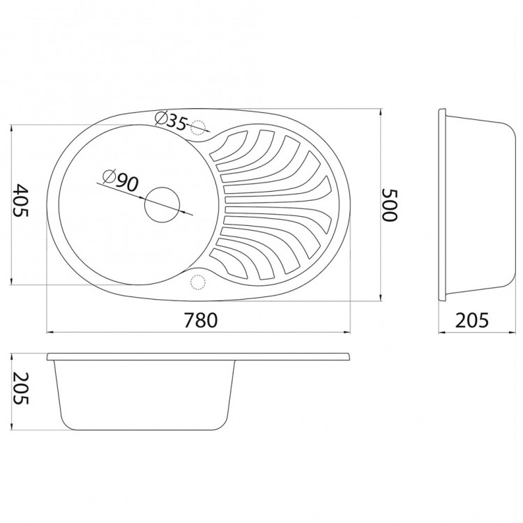Virtuves izlietne Aqualine Venera Plus 780x500 mm, 36S1300 Virtuves izlietne Aqualine Venera Plus 780x500 mm, 36S1300