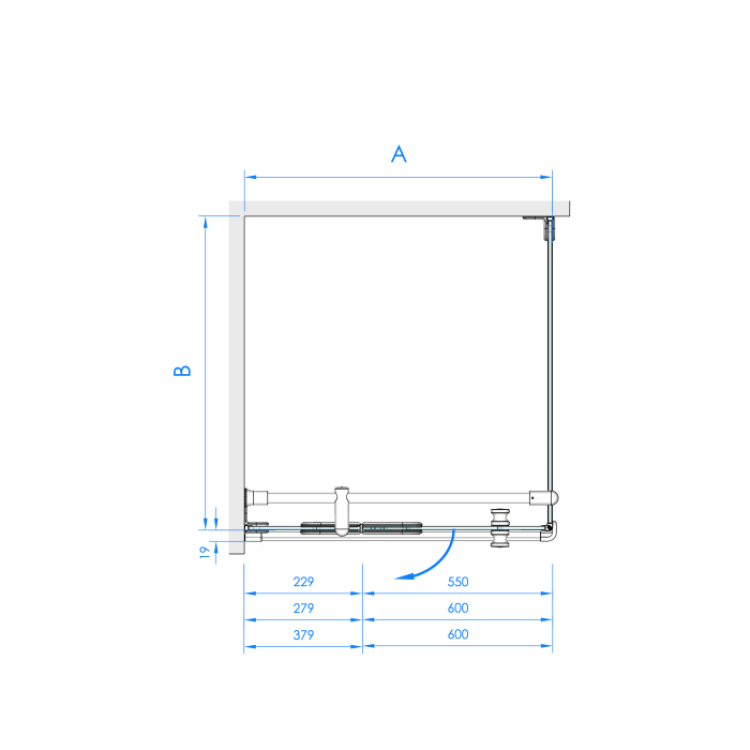 Dušas stūris kvadrātveida Baltijos Brasta NORA PLUSS QUADRO 90x90 cm