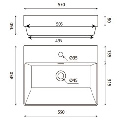 Vannas istabas uzliekamā izlietne Bathco Funchial 55x44.5 сm