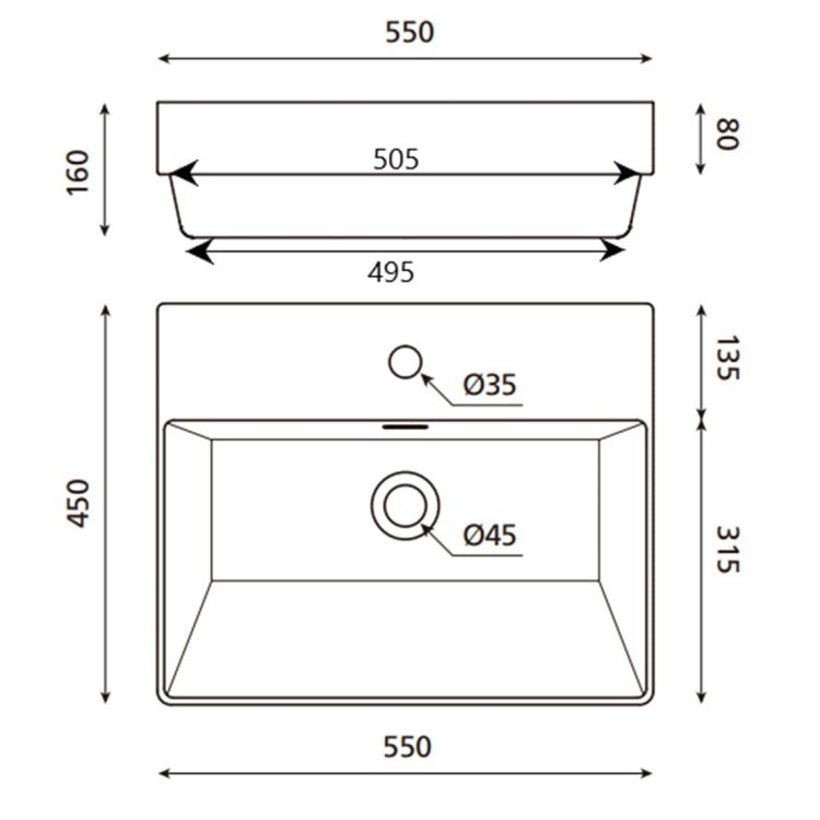 Vannas istabas uzliekamā izlietne Bathco Funchial 55x44.5 сm