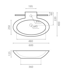 Vannas istabas uzliekamā izlietne Bathco TT2 60x40cm, 4010