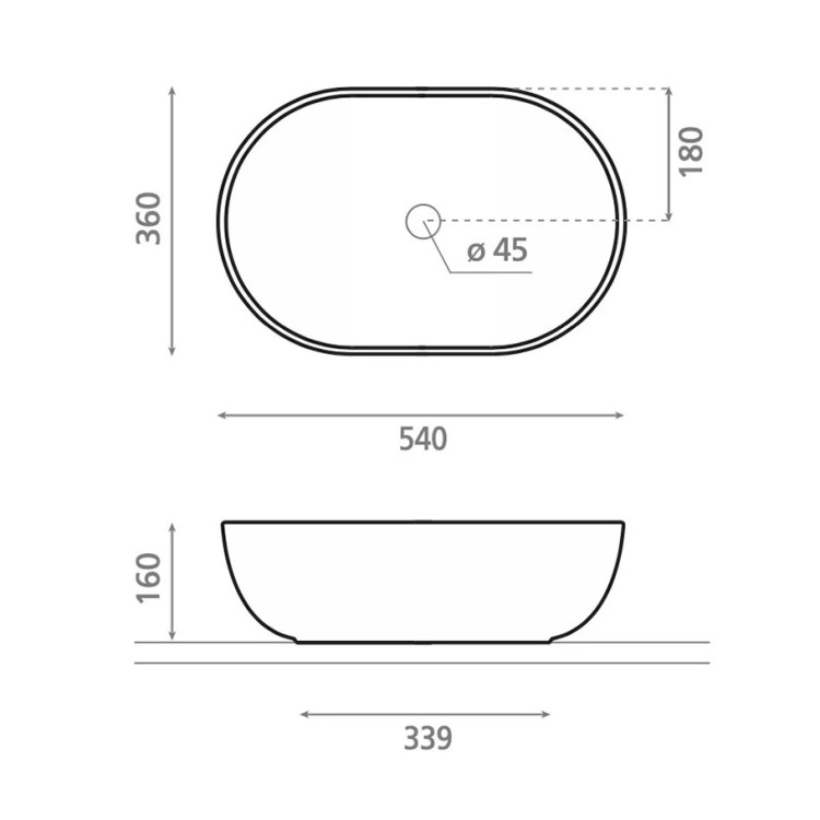 Vannas istabas uzliekamā izlietne Bathco Livorno 55 540x360 mm, 4129