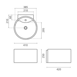 Vannas istabas uzliekamā izlietne Bathco Hamburg 41x41cm, H1012