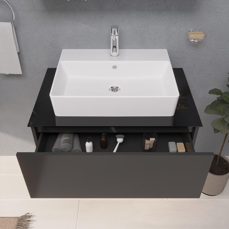 Vannas istabas skapītis ar izlietni Vitra NUO 80cm, antracīts Vannas istabas skapītis ar izlietni Vitra NUO 80cm, antracīts