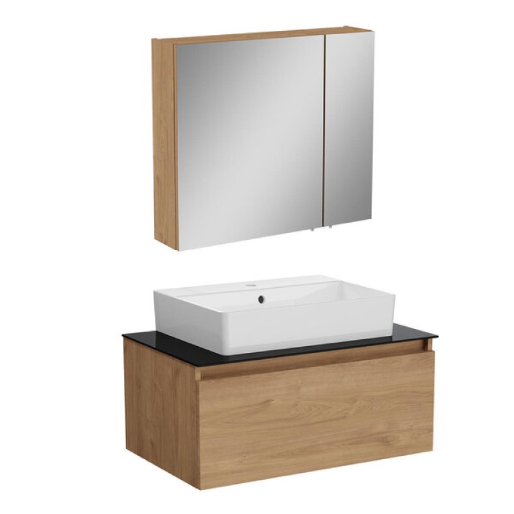 Vannas istabas skapītis ar izlietni Vitra NUO 80cm, ozols