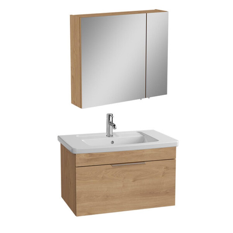 Vannas istabas skapītis ar izlietni Vitra Quadrum 80cm, ozols