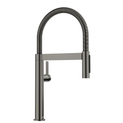 Virtuves izlietnes maisītājs ar izvelkamu izteku Blanco Blancoculina-S II Mini, PVD satīna tumšais tērauds