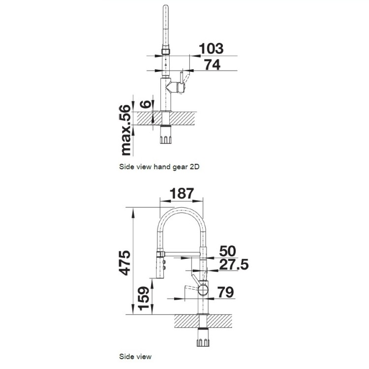 Virtuves izlietnes maisītājs ar izvelkamu izteku Blanco Catris-S, hroms