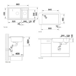 Virtuves izlietne Silgranit Blanco METRA 9 86x50cm, antracīts