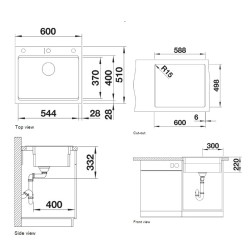 Virtuves izlietne Silgranit Blanco PLEON 9 86x50cm L, volcano grey