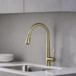 Virtuves izlietnes maisītājs ar izvelkamu izteku BLUE WATER STABILI, bronza