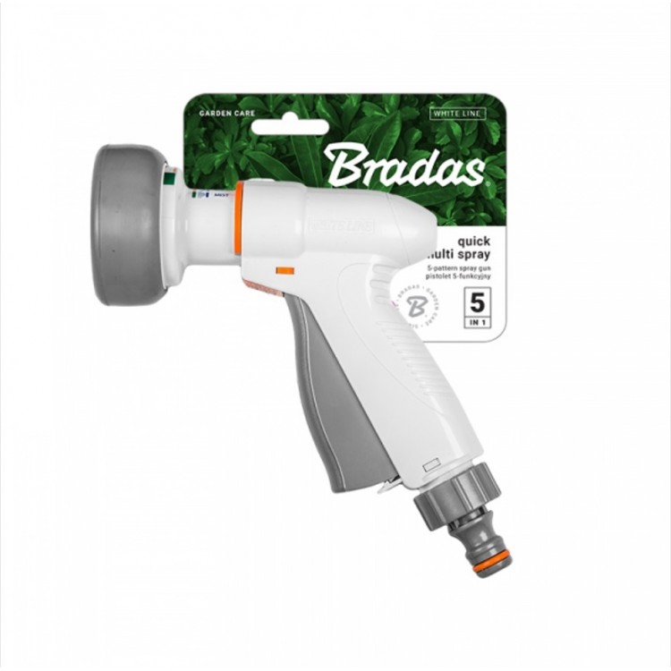 Bradas White Multi Spray Regulējama laistīšanas pistole, 5 režīmi, WL-EN7TK