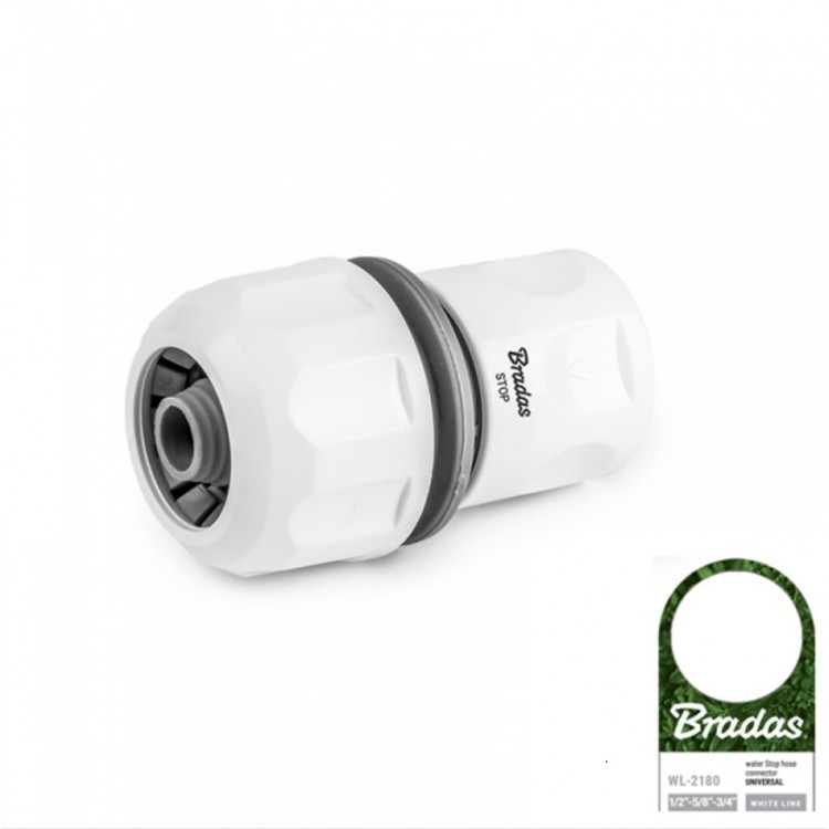 Bradas White Line Universal Šļūtenes savienojums ar STOP funkciju 1/2, 5/8, 3/4, WL-2180