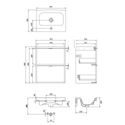 Vannas istabas skapītis ar izlietni Cersanit Atrato Slim 50x35cm, kašmirs