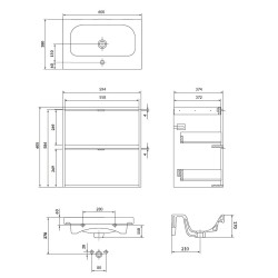 Vannas istabas skapītis ar izlietni Cersanit Atrato Slim 60x38cm, kašmirs