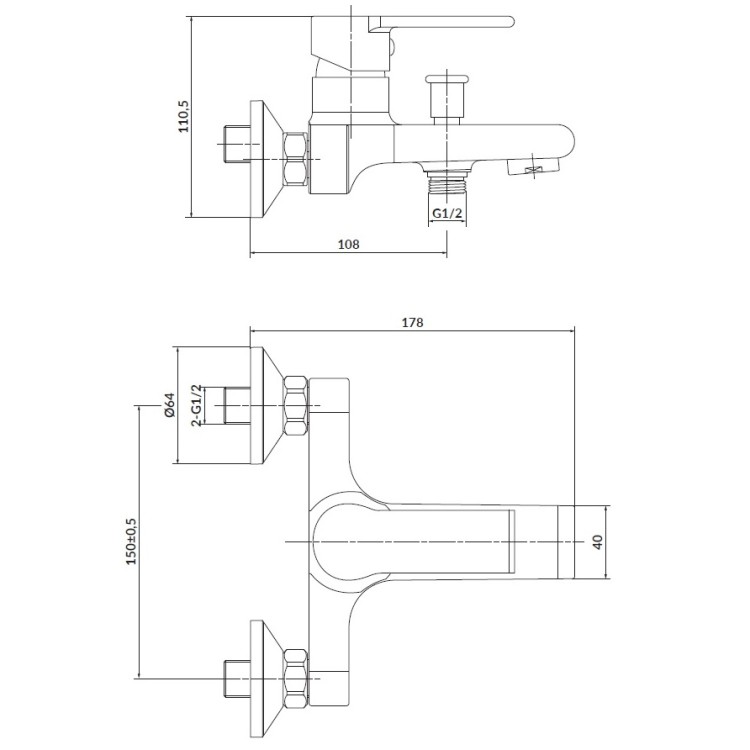 Vannas un dušas maisītājs Cersanit Brasco Black, melns matēts