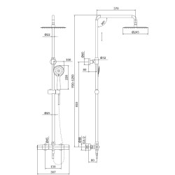 Dušas sistēma Cersanit Brasco Black, melna metāta