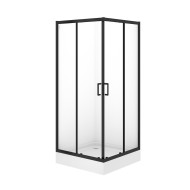 Dušas stūris kvadrātveida Cersanit Brasco SQR ar paliktni TAKO 90x90 cm, melns matēts