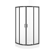 Dušas stūris pusapaļš Cersanit Brasco ar paliktni Tako 80x80 cm, melns matēts