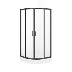 Dušas stūris pusapaļš Cersanit Brasco ar paliktni Tako 80x80 cm, melns matēts