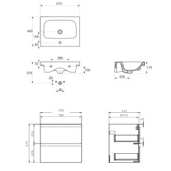 Vannas istabas skapītis ar izlietni Cersanit Moduo 60x45cm, antracīts