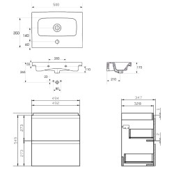 Vannas istabas skapītis ar izlietni Cersanit Moduo Slim 50x35cm, balts