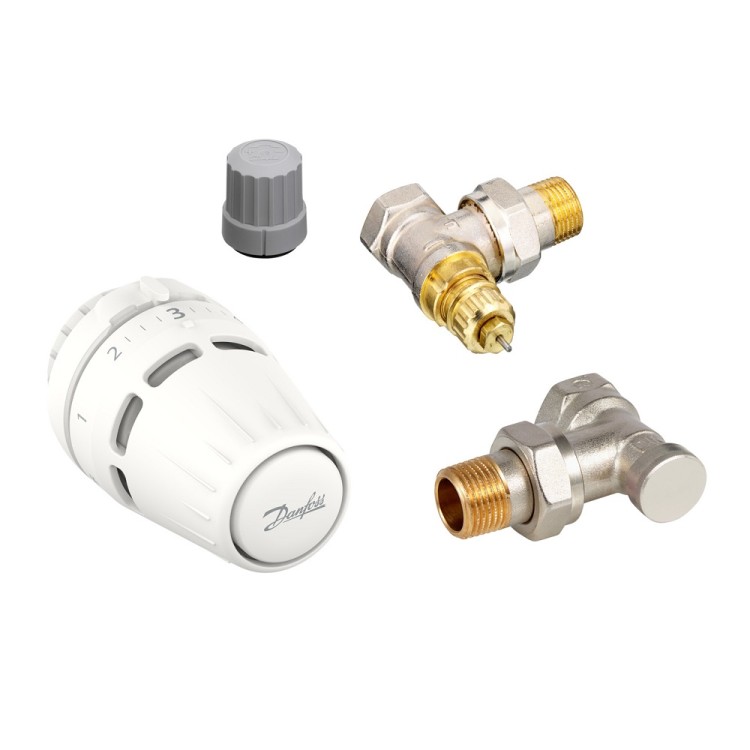 Komplekts ar Danfoss Regus® sensoru, RA-FN vārstu un RLV-S noslēgvārstu, leņķa Komplekts ar Danfoss Regus® sensoru, RA-FN vārstu un RLV-S noslēgvārstu, leņķa