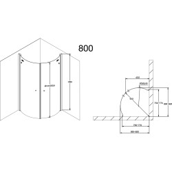 Dušas stūris pusapaļš Duschy BASIC 800x800 mm, 5245-80