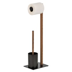 Tualetes papīra turētājs ar tualetes birsti Duschy WOOD, 599-63