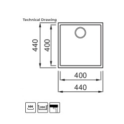 Virtuves izlietne Elleci Quadra-102 440x440 mm, pabūvējama, beige