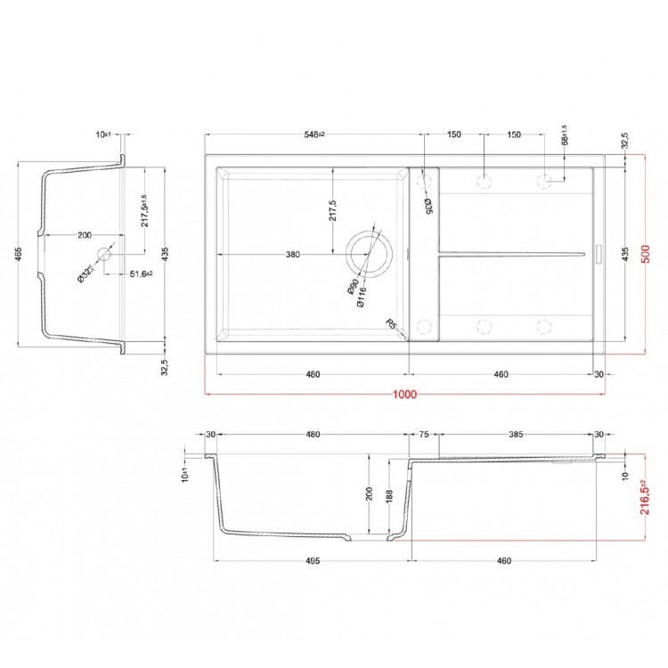 Virtuves izlietne Elleci Unico-480 100x50cm, cemento
