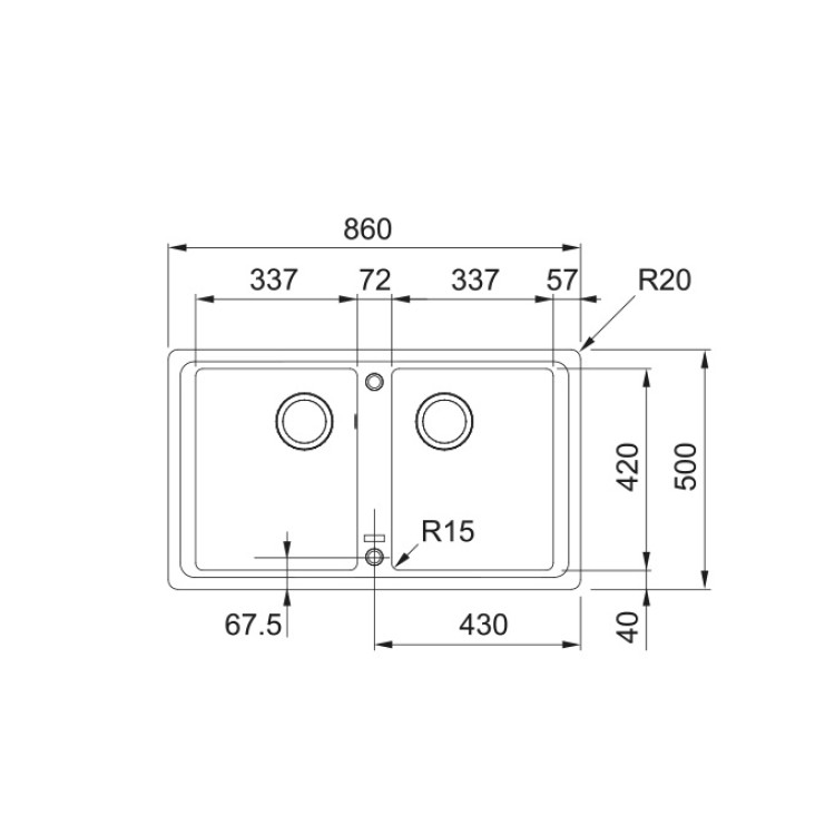 Virtuves izlietne FRANKE BASIS 86x50 cm, BFG 620, šīfera pelēka Virtuves izlietne FRANKE BASIS 86x50 cm, BFG 620, šīfera pelēka