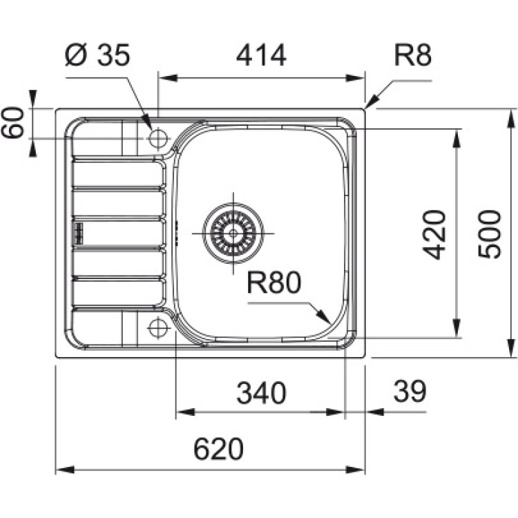 Virtuves izlietne FRANKE SPARK 62x50 cm, SKX 611-62/50
