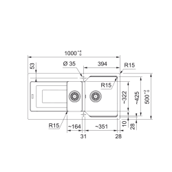 Virtuves izlietne FRANKE URBAN 100x50 cm, UBG 651-100, balta Virtuves izlietne FRANKE URBAN 100x50 cm, UBG 651-100, balta