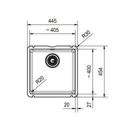 Virtuves izlietne Franke KUBUSX 44.5x45.4 cm, KXK 110-41, balta