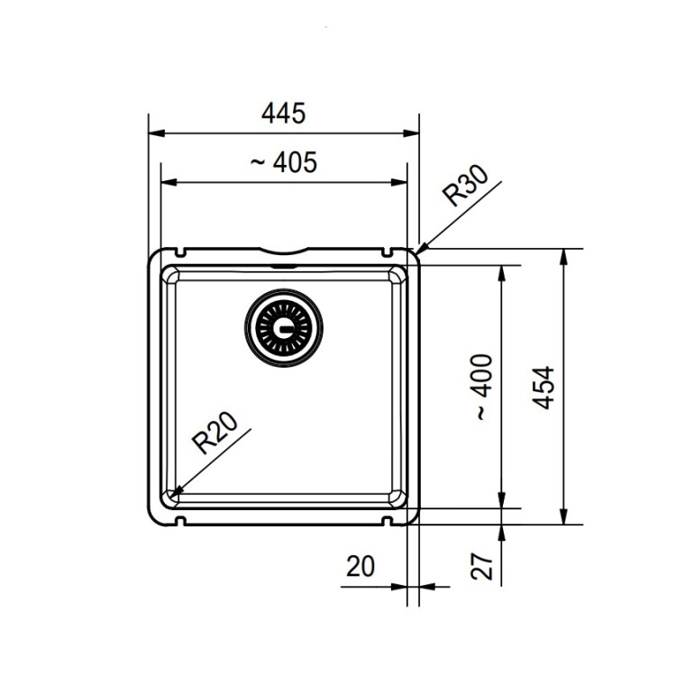 Virtuves izlietne Franke KUBUSX 44.5x45.4 cm, KXK 110-41, oniks