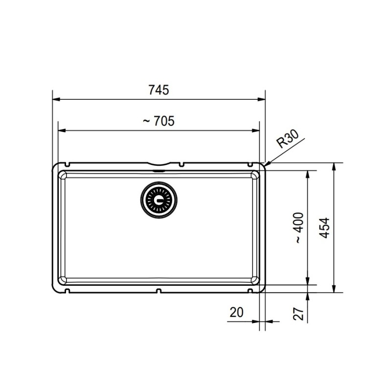Virtuves izlietne Franke KUBUSX 74.5x45.4 cm, KXK 110-71, oniks